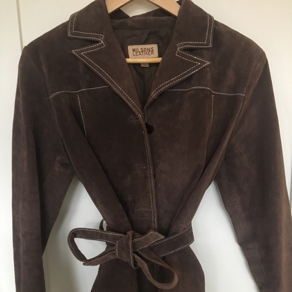 Chocolate suede belted jacket
